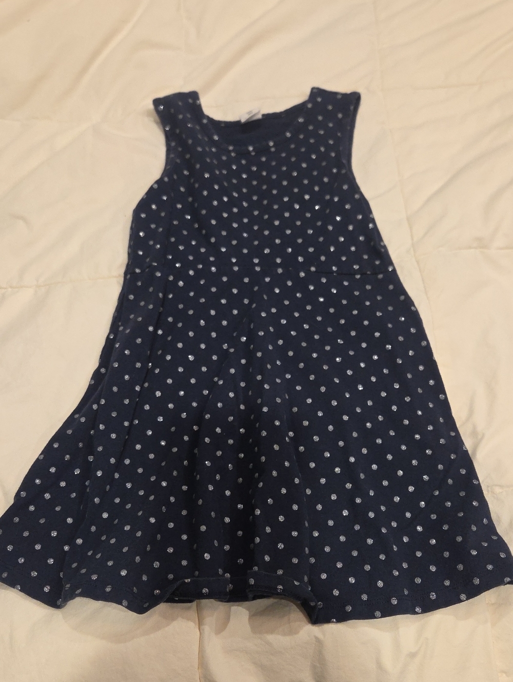 Girls Gap Navy Glitter Polka Dot Dress 6